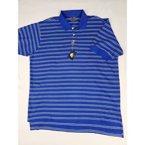 T Harris‎ London Polo Golf Shirt Gentlemans Fit Blue Striped Men XXL New